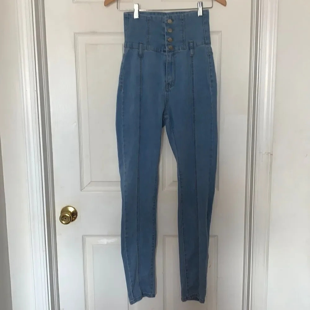 Shein Blue High Waisted Corset Jeans Size XS